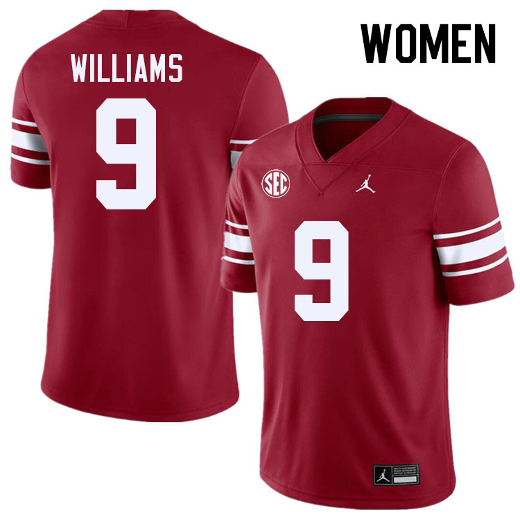 Women #9 Gentry Williams Oklahoma Sooners 2024 SEC Conference College Football Jerseys-Throwback